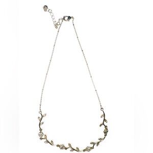 LC Lauren Conrad Gold 16-19 inch Gold Rhinestones Flowers on a Vine Leaves Bling